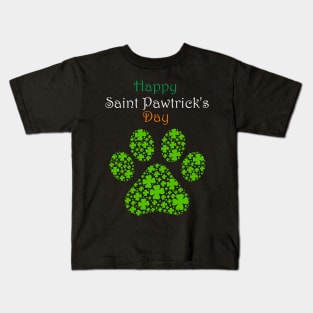 Happy Saint Pawtrick's Day Pawprint Kids T-Shirt